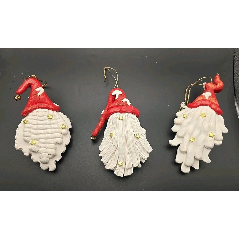Christmas Clay Santa Ornaments‎ Set of 3